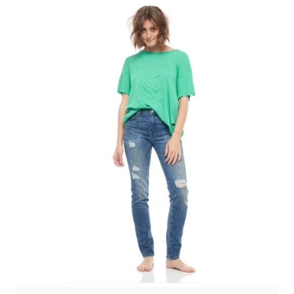Free People x Sandrine Rose Skinny‎ Jeans Women's 30 Blue Ripped Distressed NWT - Picture 1 of 8